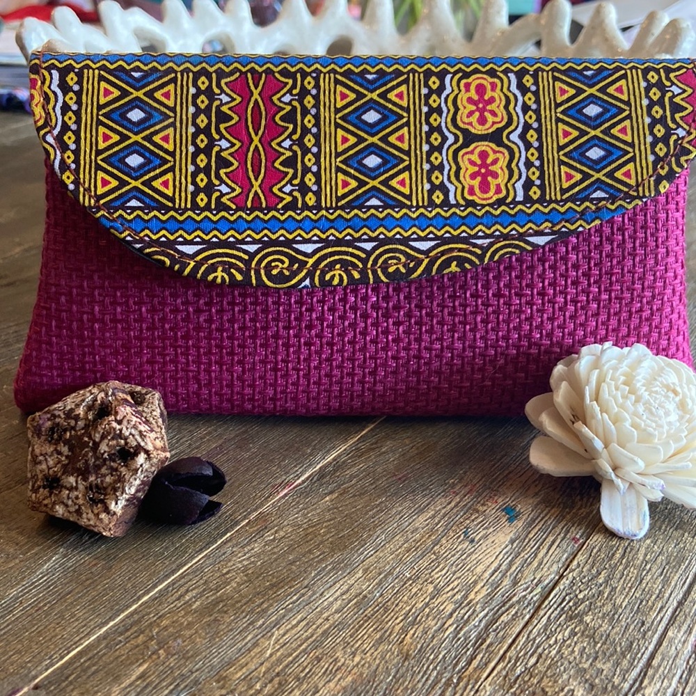 Small Pink Patterned Clutch Purse